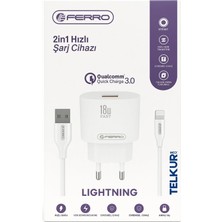 Ferro W22 Qualcom IPhone Uyumlu 18W 3.0 Lightning Hızlı Şarj Seti