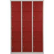 Asram Metal 15 Gözlü Metal Emanet Dolabı Kırmızı 118X40X170