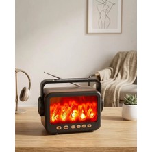 Sbusshop LED Şömine Efektli Kablosuz Hoparlör Fm Radyo Müzik Çalar - SB001M-48UV50