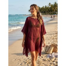 Trend Nexus Yaz Modası Oversize Bordo Pareo