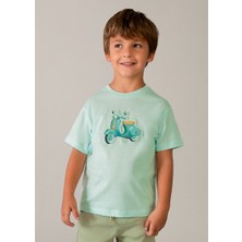 Mayoral Erkek Çocuk Kabartmalı Motor Desenli T-Shirt Yeşil - 03059