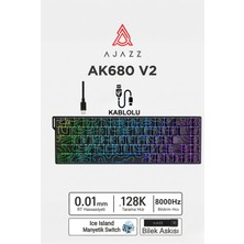 Ajazz AK680V2 Manyetik Switch Rapid Trigger 8000Hz KLAVYE-128K Scan Rate-Bilek Askısı