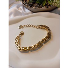 316L Çelik Ayarlanabilir Zincir Bileklik, 17-23 Cm, Kral Zincir Model, Kadın-Erkek Aksesuar, Gold Kaplama, Paslanmaz, Euro Aksesuar