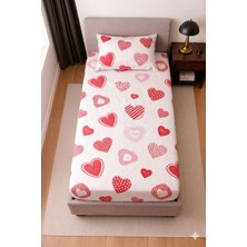 Uykulife Aşk Desen Tek Kişilik Lastikli Çarşaf Seti