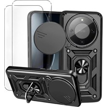 Teleplus Honor Magic 8 Lite Kılıf Armor Pars Kamera Sürgülü Slide Kapak + 2 Ad Ekran Koruyucu