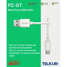 Ferro Fc-07 Android Modeller Için Uyumlu Micro Powerbank Hızlı Şarj ve Data Kablosu 0,25CM