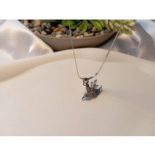 Euro Aksesuar 316L Çelik Ayarlanabilir Zincir Kolye, 45-50 Cm, Kuş Figürü, Kadın Aksesuar, Silver, Zirkon Taşlı