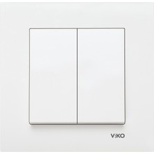 Viko Karre Beyaz İkili Komütatör Anahtar Modern Tasarım Çerçeve Dahil 2 Parça