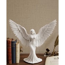 Sbusshop Kanatlı Melek Figürü 3D Baskı Dekoratif Heykel Biblo Ev Ofis Aksesuarı - SB001M-48UTW5