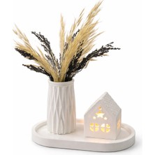 Perivar Dekoratif Mumluk Ev Seti | Taş Tozu Ev Mumluk & Vazo Tepsi Seti Minimal Salon Dekoru