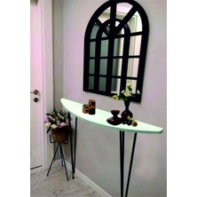 Feyza Design Yarım Ay Oval Kenar Dresuar Beyaz 120CM Siyah Ayak