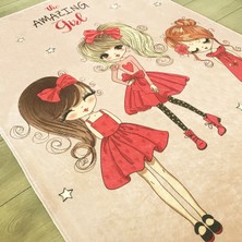 Limajuno Home & Kids Carpet Kız Desenli Dijital Baskılı Çocuk HALISI_100 x 150 cm