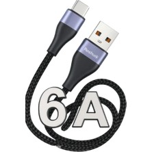 Ferro Reshurk RE-060 Usb-C & Type-C Metal Uclu 1000CM 6A Hasır Data - Şarj Kablosu