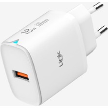 Linktech C303 Strong 18W Usb-A Type-C Kablolu Hızlı Şarj Adaptörü Beyaz