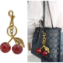 Kitchen Dream Simli Kiraz Gold Detaylı Kırmızı Viral Çanta Charm Çanta Süsü / Anahtarlık