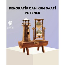 Elektronikçim Dekoratif Ahşap Kum Saati ve Deniz Feneri Figürlü Masa Süsü – Şık ve Fonksiyonel Tasarım