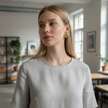 Luna Jewelry Kadın Gold Renk Triangle Model 316 L Çelik Küpe