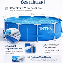 SAYICI Kids Metal Çerçeveli Havuz Büyük Boy 305X76 cm – 3 Katmanlı Pvc Dayanıklı Çelik Iskelet Bahçe Havuzu