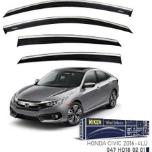 Niken Honda Civic Fc5 Cam Rüzgarlığı Kromlu 4'lü 2016+ Sonrası