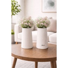 Emka 2 Adet Düz Çizgili Vazo 20CM