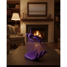 Elektronikçim 3D El Insan Figürü Mor Modern Sanatsal Dekoratif Biblo 12X18 cm