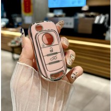 Freya Fiat 500X Egea Pembe Gümüş Araba Anahtar Kılıfı Lüks Parlak Anahtarlık Koruyucu Kapak