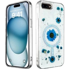 Newface iPhone 7 Kılıf Daisy Simli Magsafe Kapak - Mavi