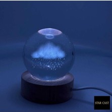 Star Cast 3D Işıklı Cam Küre – Renk Değiştiren LED Gece Lambası - Bulut Figürlü
