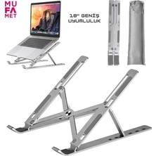 Mufamet Taşıma Kılıfı Hediyeli Alüminyum Notebook Standı Katlanır Taşınabilir Ayarlanabilir 6 Kademe Yükseltici Laptop Standı