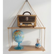 Rafçı Baba Halatlı Duvar Rafı Mdf 2 Li