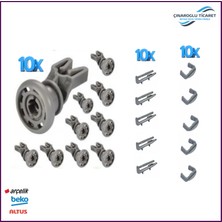 Çınaroğlu Ticaret Beko Dfn 6820 Bulaşık Makinesi Üst Sepet Ray Tekerlek (10 Adet) + Ray Pimi Ön 20 Adet Sepet Stoper Ray Pimi