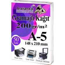 Artlantis A5 Gramajlı Fotokopi Kağıdı 50 Adet 200 gr Sertifika Kağıdı Kalın Kağıt Baskı Tüm Yazıcılara Uyumlu 14.8X21CM Ofis Büro