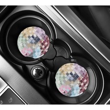 Freya Disco Topu Parlak Oto Bardak Altlığı Işıltılı Mozaik Desenli Oto Cup Holder Mat 2’li Set