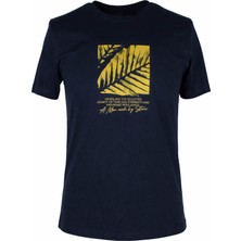 Trender 26Y595000010 Lacivert Erkek T-Shirt Yaprak O Yaka Baskılı