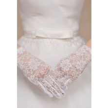 Elektronikçim Beyaz Renk Kısa Dantelli Eldiven