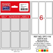Kitabevimden Tanex Ofis Etiketi Poşetli 33X74 mm Beyaz OFC-119 (10 Lu Paket)