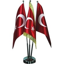 Kitabevimden Vatan Bayrak Direği Üçlü Krom--4 Lü
