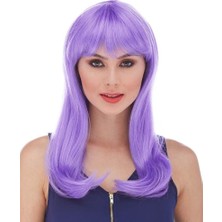 Elektronikçim Mor Renk Uzun Düz Parti Peruğu