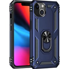 Newface iPhone 14 Kılıf Sofya Yüzüklü Silikon Kapak - Lacivert