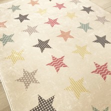 Limajuno Home & Kids Carpet Renkli Yıldızlı Desenli Dijital Baskılı Çocuk HALISI_100 x 150 cm