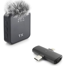 Elektronikçim F15 Type-C + Lightning Kablosuz Yaka Mikrofonu - Siyah