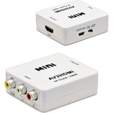 Elektronikçim Av Dişi To HDMI Dişi Görüntü Dönüştürücü 1080P Full Hd - Beyaz HDX1282