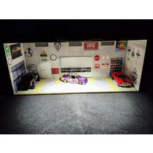  hot wheels uyumlu 1:64 ölçek ışıklı model araç garaj diorama seti - 3mm mdf - kolay kurulum