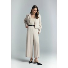 Sateen Mari Pantolon - Bej