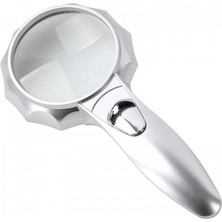 Elektronikçim 4x 6 LED Işık Aydınlatma 75MM Optik Lens El Büyüteç