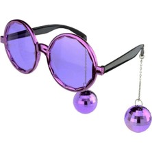 Uslucan Alışveriş Disko Toplu Küpeli Parti Gözlüğü Mor Renk 15X16 cm