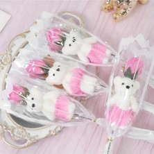 Store Romantik Yapay Gül Buketi ve Peluş Ayı - Pembe