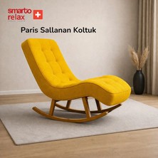 Smarto Relax Dinlenme Koltuğu Paris 2 Serisi (Sarı) –, Sallanan Ergonomik, Teddy/Şönil Kumaş, Modern Dekoratif Tekli Koltuk (Salon/Oturma Odası)