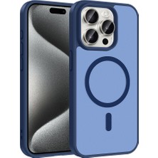 Ottonova iPhone 15 Pro Max Kılıf M-Safe Şarj Özellikli Zore Babet Kapak - Mavi