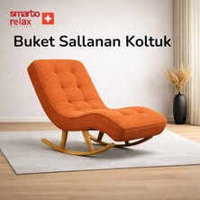 Smarto Relax Dinlenme Koltuğu Buket Serisi, – Ergonomik Sırt Destekli Tasarım, Teddy Leke Tutmaz Kumaş, Modern Dekoratif Tekli Koltuk (Salon/Oturma Odası)(Turuncu)